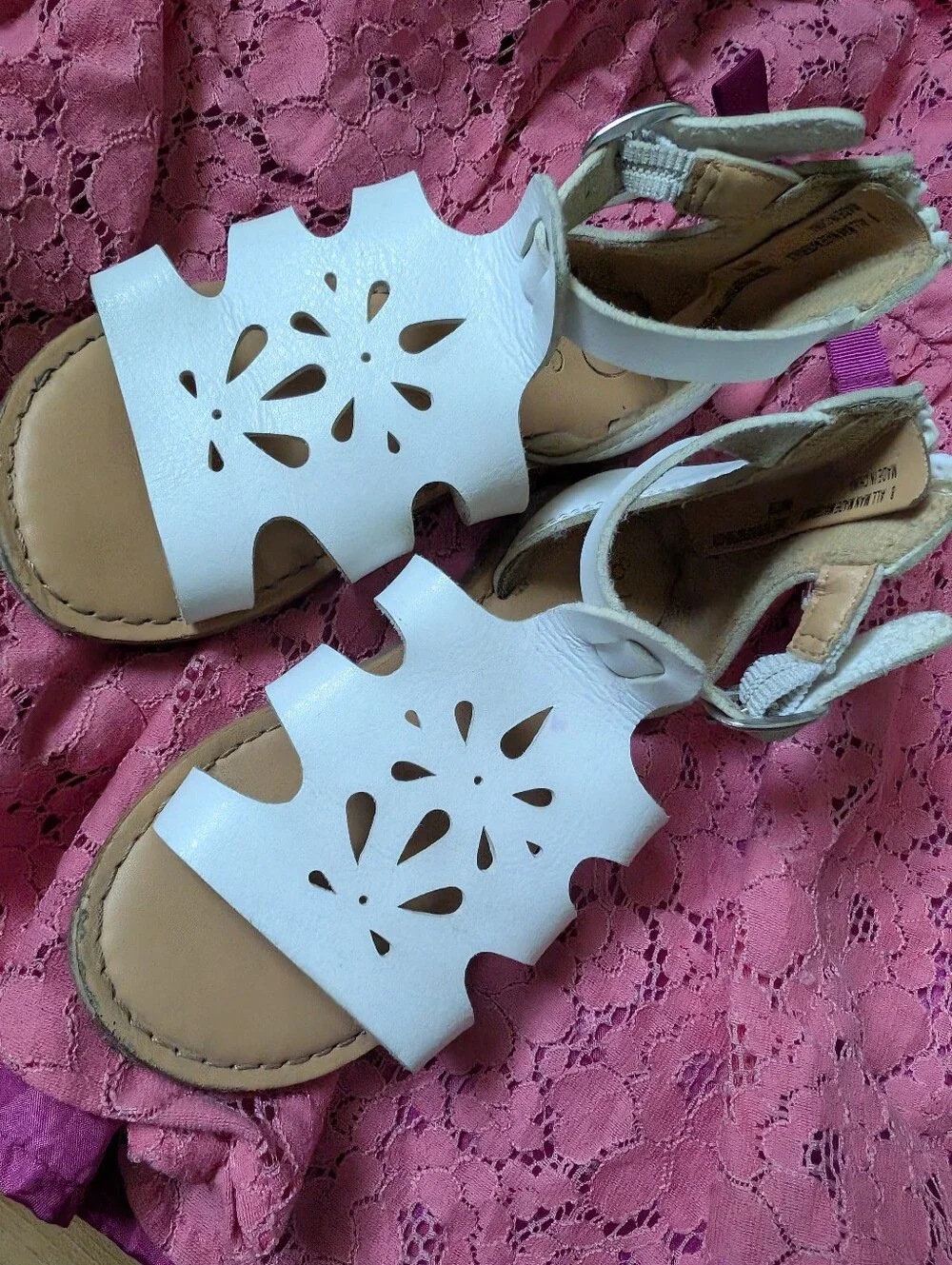 White Cutout Leather Sandals